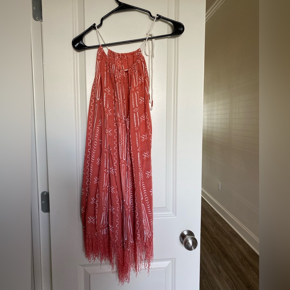 Orange printed Roxy womens juniors dress size m medium tribal print fringe
